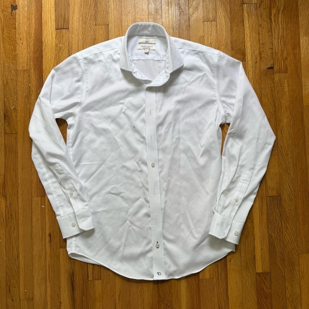 T.O. Collection Non-Iron Dress Shirt Big Boys Size 16 Long Sleeve White Formal